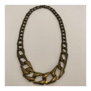 Women’s necklace big metal links gold oxid plating